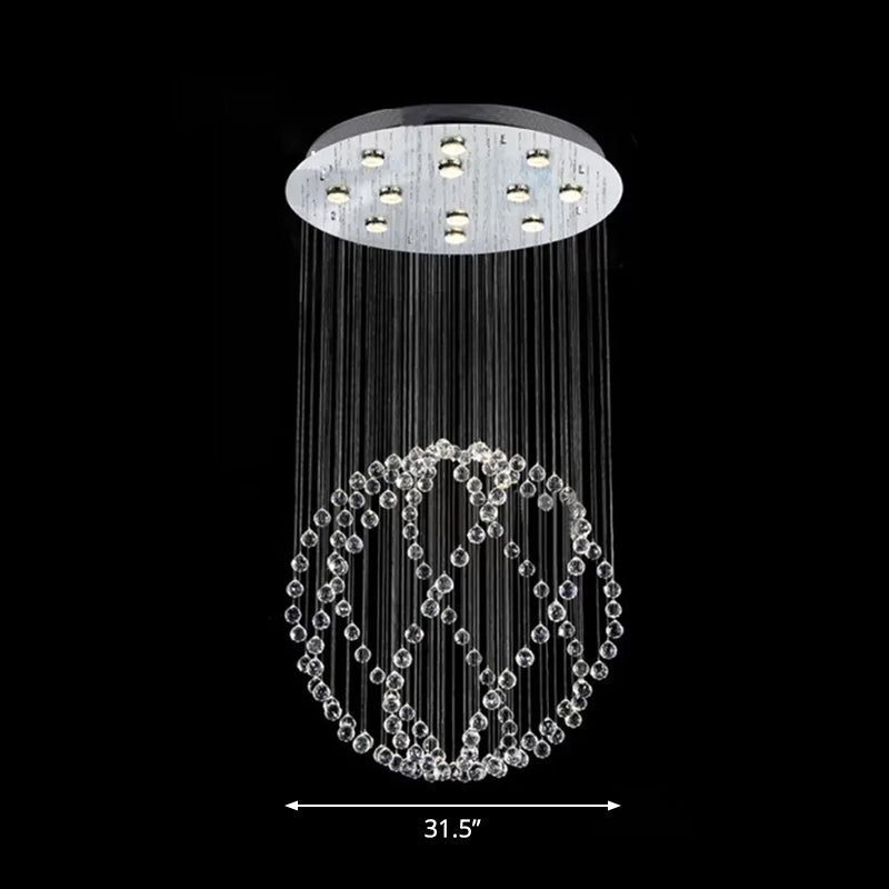 Twisted Crystal Orb Flush Light Modern 12-Head Stainless Steel Ceiling Mounted Lamp Clearhalo 'Ceiling Lights' 'Close To Ceiling Lights' 'Close to ceiling' 'Flush mount' Lighting' 1986468