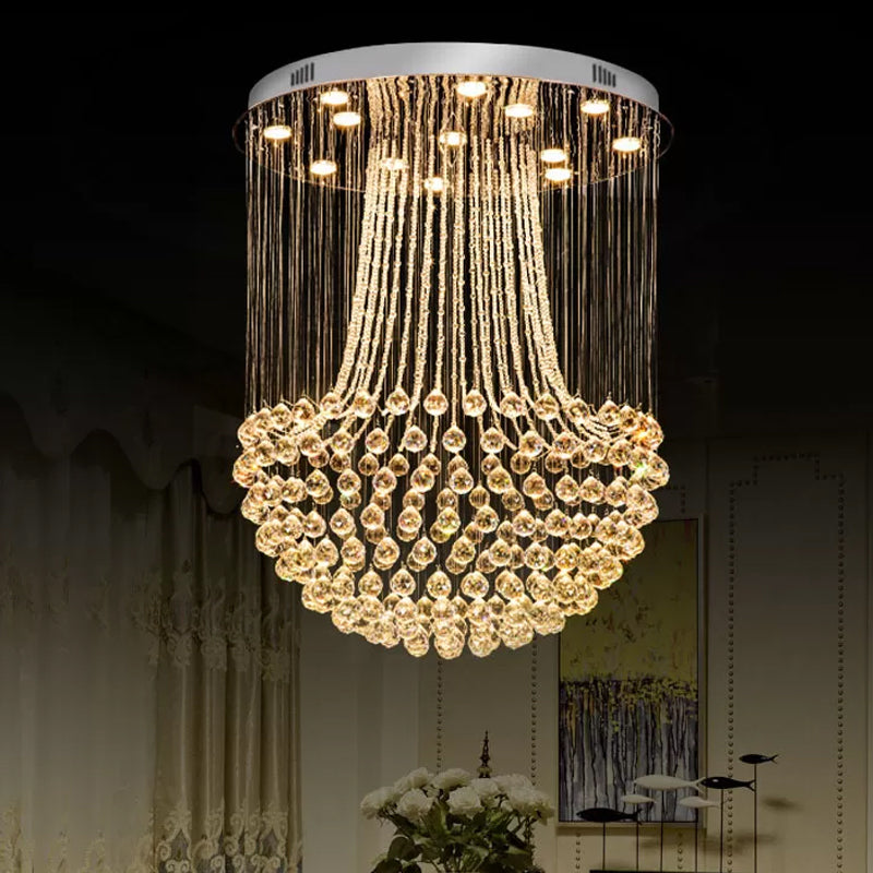 Crystal Mushroom Flush Mount Contemporary 13 Lights Flushmount Ceiling Lamp in Stainless Steel Stainless-Steel Clearhalo 'Ceiling Lights' 'Close To Ceiling Lights' 'Close to ceiling' 'Flush mount' Lighting' 1986469