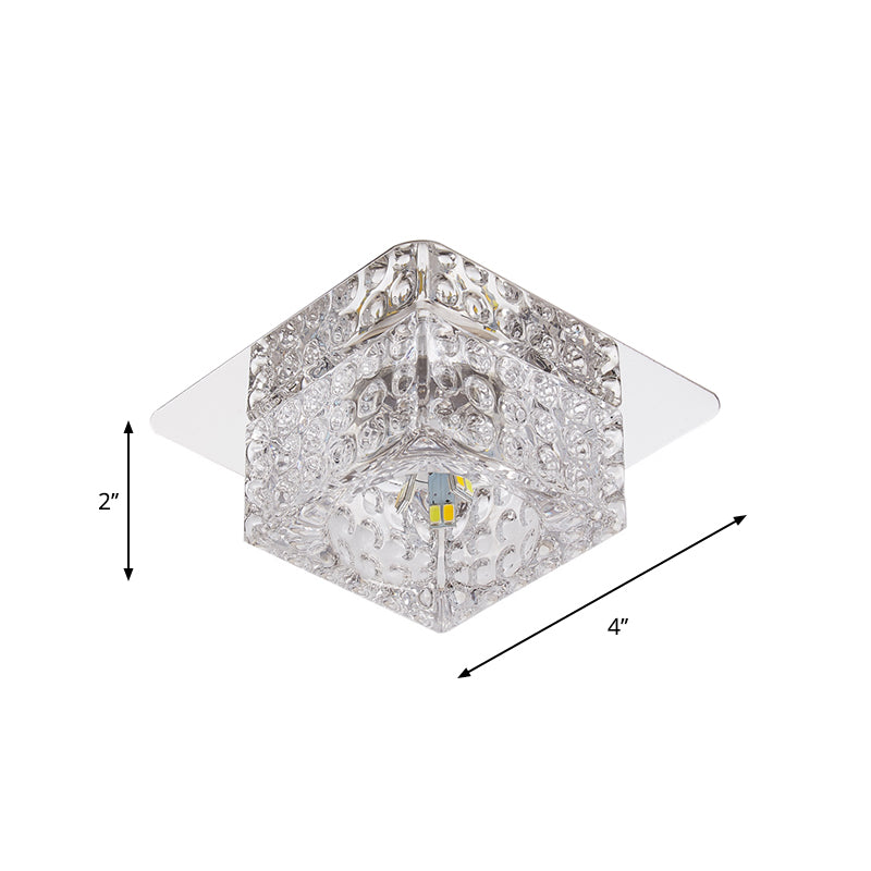 Beveled Crystal Square Flush Ceiling Light Minimalist LED Chrome Flushmount Lighting Clearhalo 'Ceiling Lights' 'Close To Ceiling Lights' 'Close to ceiling' 'Flush mount' Lighting' 1986590