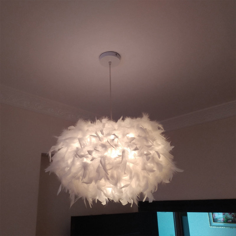 Minimalist Spheroid Hanging Light Fixture Feather 1-Bulb 18