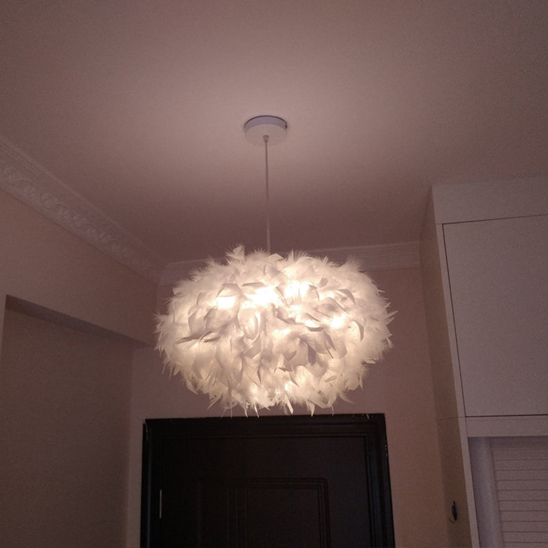 Minimalist Spheroid Hanging Light Fixture Feather 1-Bulb 18