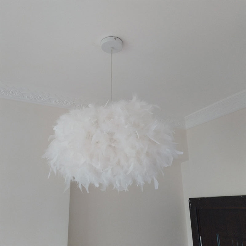 Minimalist Spheroid Hanging Light Fixture Feather 1-Bulb 18