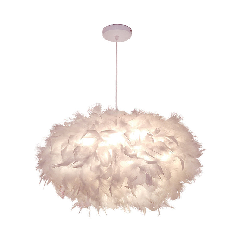 Minimalist Spheroid Hanging Light Fixture Feather 1-Bulb 18