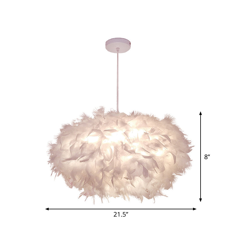 Minimalist Spheroid Hanging Light Fixture Feather 1-Bulb 18