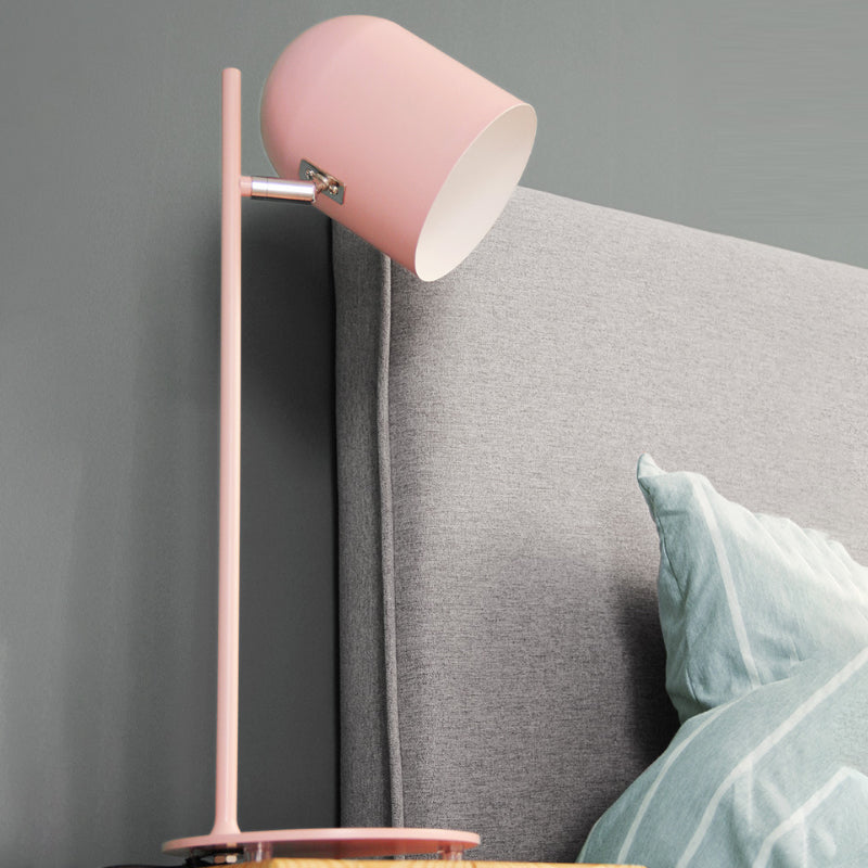 Rotatable Metal Cup Study Light 1 Head Macaron Loft Desk Light with Plug In Cord for Office Pink Clearhalo 'Lamps' 'Table Lamps' Lighting' 198794