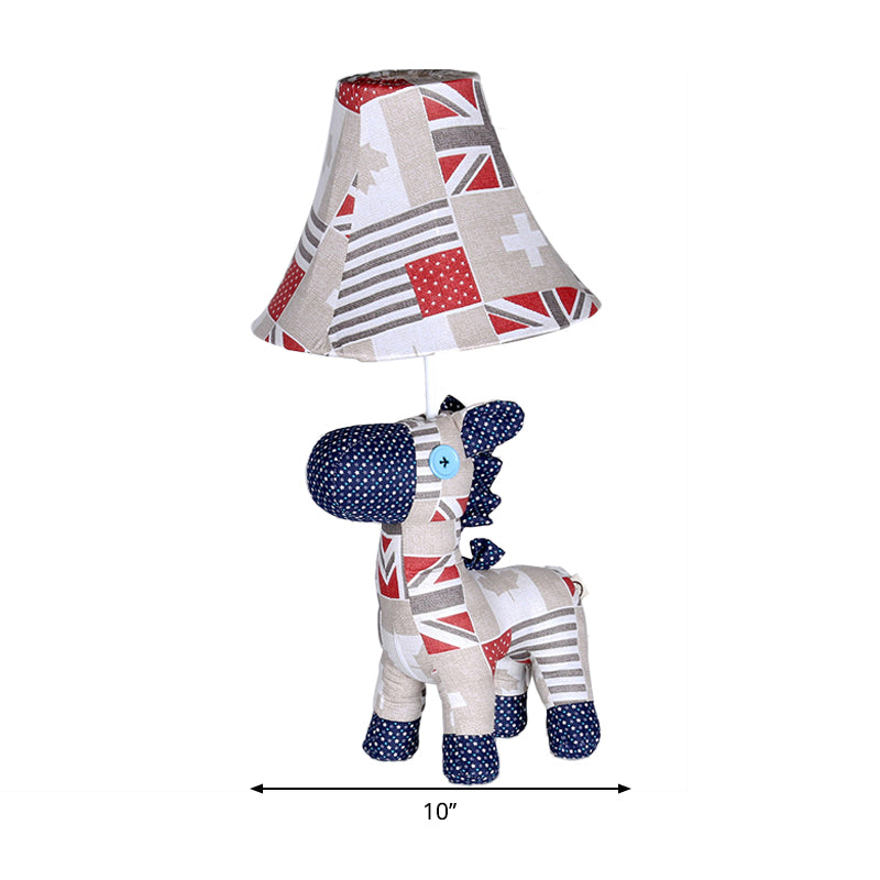 Fabric Pony Desk Light with Tapered Shade and Star/Maple Leaf Pattern 1 Light Cartoon Desk Lamp in White for Study Room Clearhalo 'Lamps' 'Table Lamps' Lighting' 198930