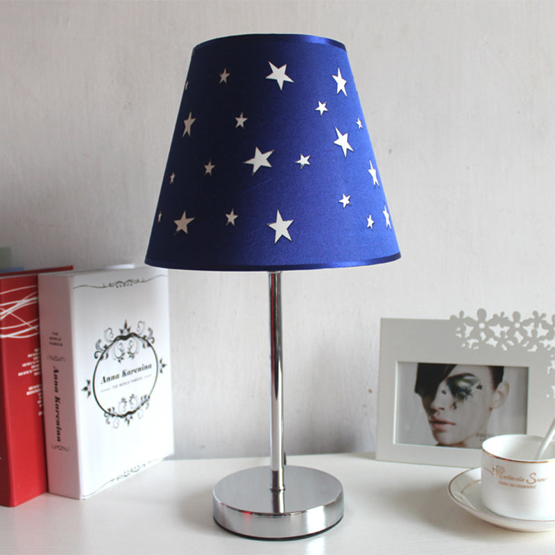 Study Room Starry Shade Reading Light Metal 1 Bulb Modern Blue Desk Light with Plug-In Cord Clearhalo 'Lamps' 'Table Lamps' Lighting' 199113