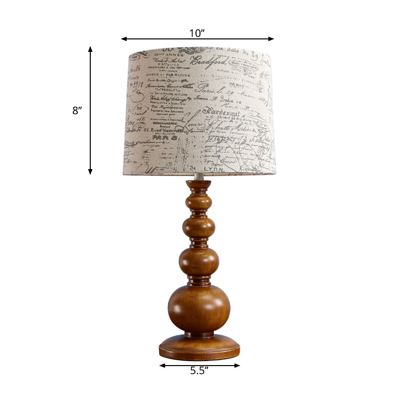 1 Light Cylinder Table Light with Gourd Base Modern Fabric Desk Lamp in Beige for Study Room Clearhalo 'Lamps' 'Table Lamps' Lighting' 199240