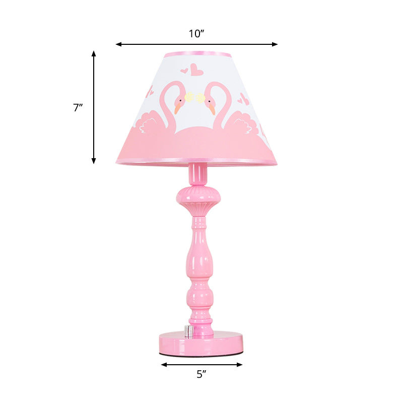 Pink Tapered Shade Desk Light One Head Modern Stylish Fabric Study Light for Girls Bedroom Clearhalo 'Lamps' 'Table Lamps' Lighting' 199286