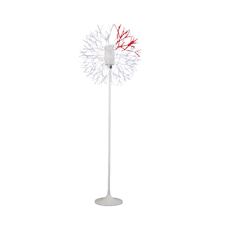 Dandelion Shape Living Room Floor Lamp Metal 1 Head Romantic Floor Lamp in White Clearhalo 'Floor Lamps' 'Lamps' Lighting' 199560