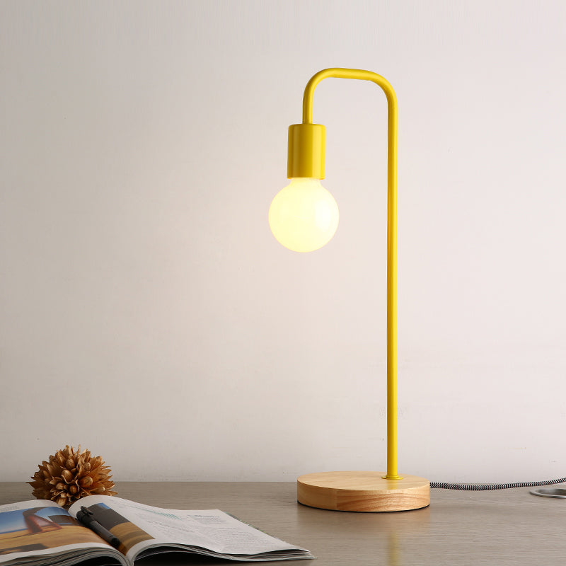 Dormitory Bare Shade Desk Light Metal 1 Head Simple Style Desk Lamp with Plug-In Cord Yellow Clearhalo 'Lamps' 'Table Lamps' Lighting' 200091