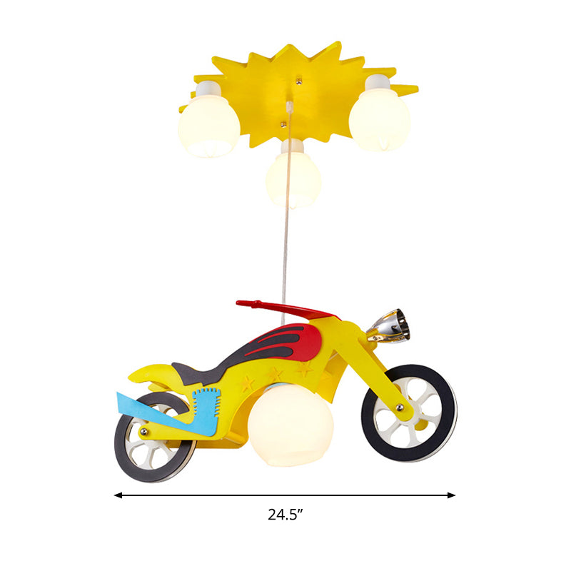 Yellow Motor Hanging Lights Cartoon Metal Hanging Lamp for Kid Bedroom Clearhalo 'Ceiling Lights' 'Chandeliers' Lighting' options 200846