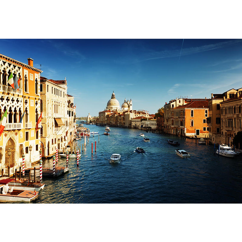 Waterproof Venice Floating City Mural Modern Non-Woven Wall Covering, Customized Size Clearhalo 'Wall Decor' 'Wall Mural' 2009096