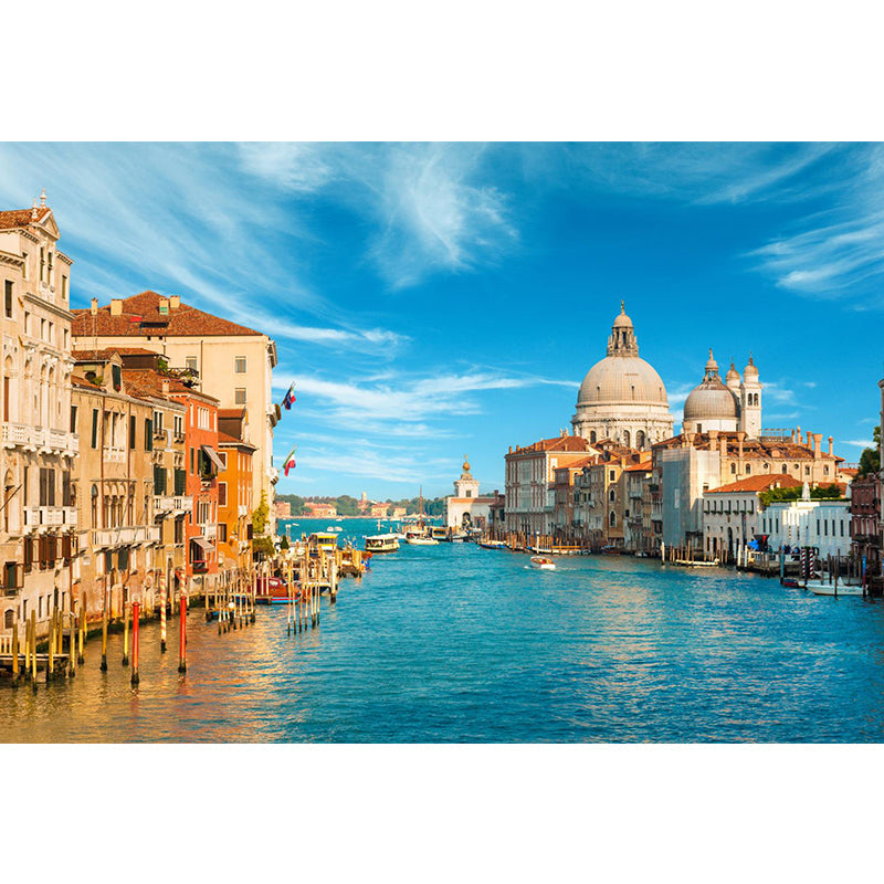 Waterproof Venice Floating City Mural Modern Non-Woven Wall Covering, Customized Size Clearhalo 'Wall Decor' 'Wall Mural' 2009101