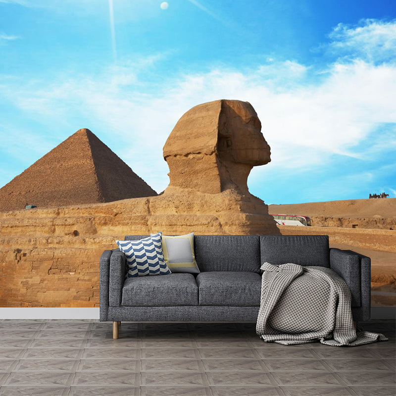 Contemporary Scenery Mural Wallpaper Natural Color Sun over the Pyramid Wall Covering Clearhalo 'Wall Decor' 'Wall Mural' 2009155