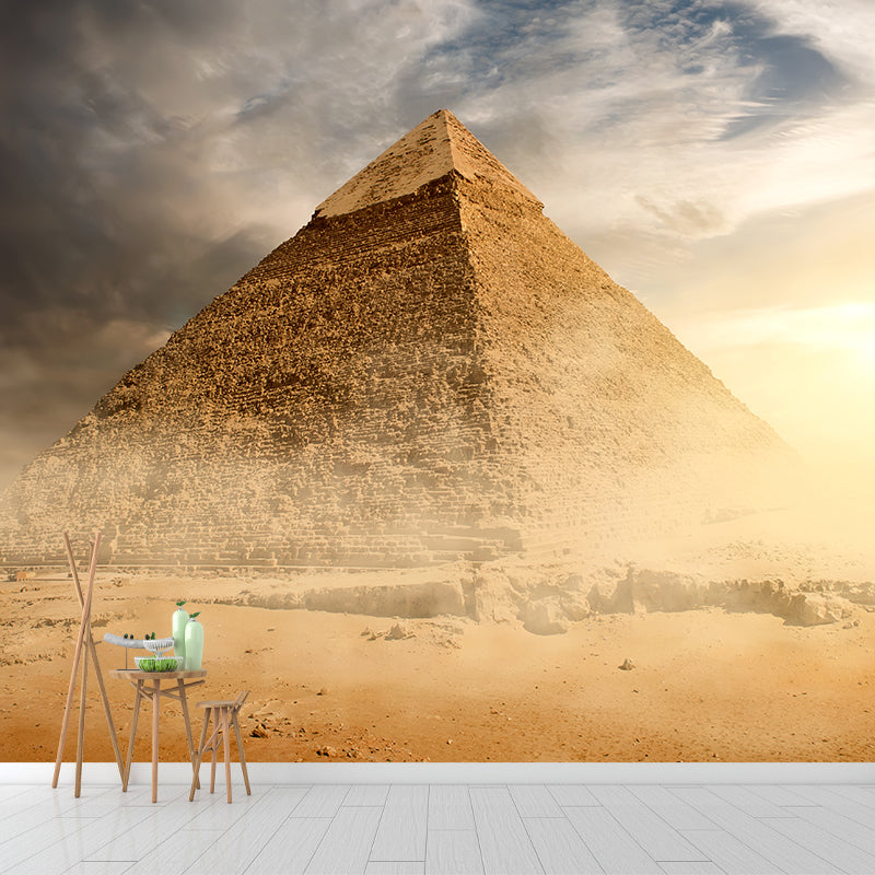 Soft Color Egypt Pyramids Mural Decal Nature Scenery Modern Waterproof Wall Art for Room Clearhalo 'Wall Decor' 'Wall Mural' 2009215