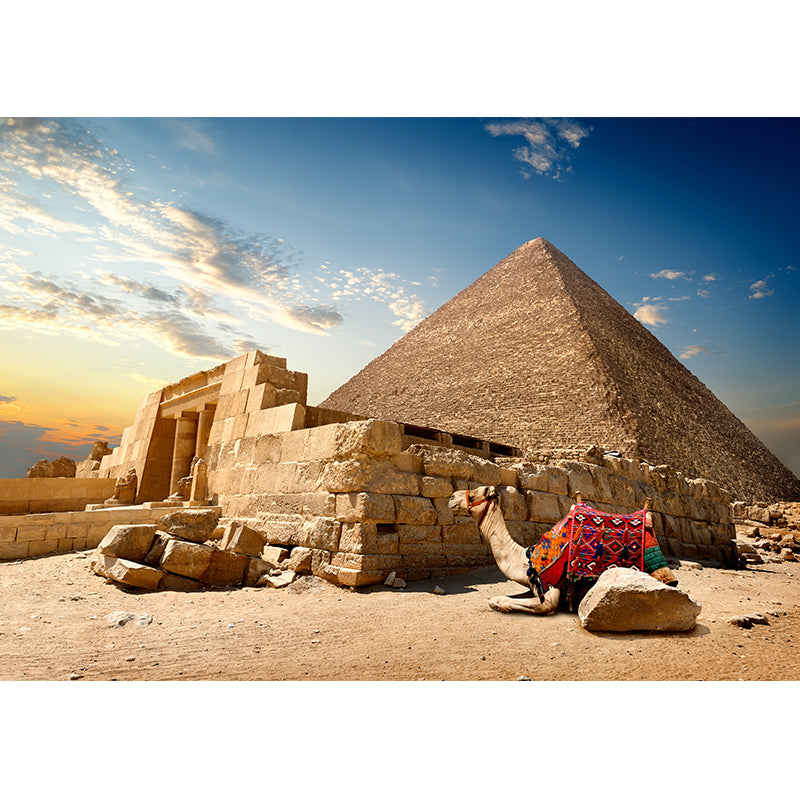 Soft Color Egypt Pyramids Mural Decal Nature Scenery Modern Waterproof Wall Art for Room Clearhalo 'Wall Decor' 'Wall Mural' 2009221