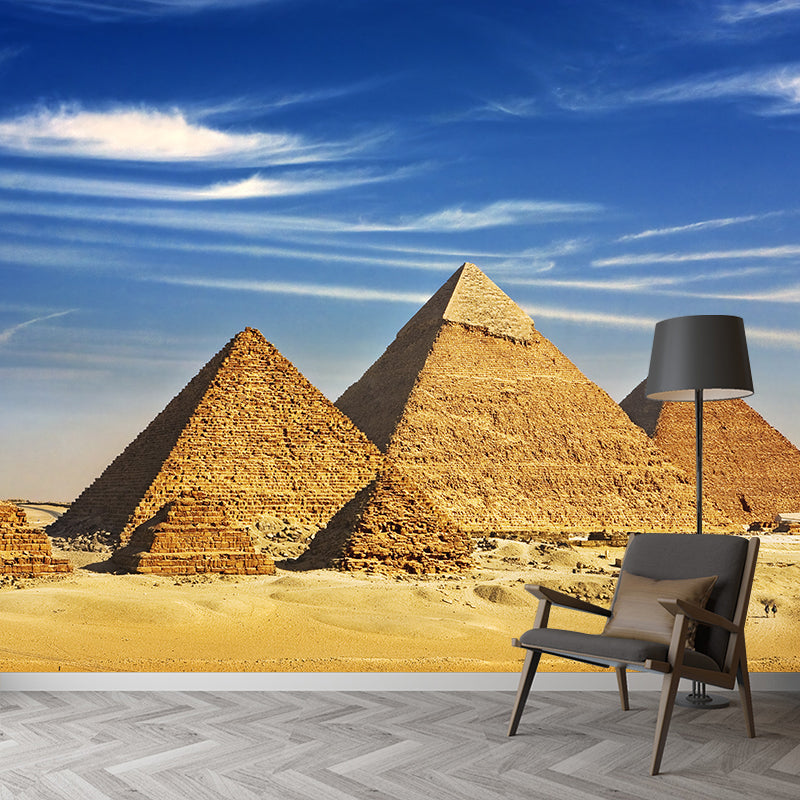 Soft Color Egypt Pyramids Mural Decal Nature Scenery Modern Waterproof Wall Art for Room Clearhalo 'Wall Decor' 'Wall Mural' 2009224