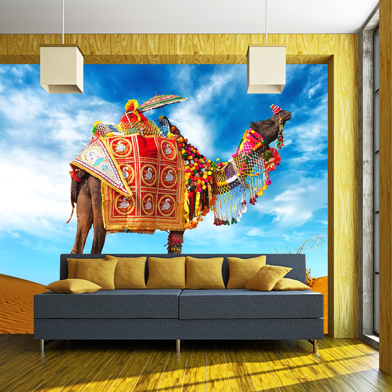 Custom Photo Print Modern Mural with Ship of the Desert Camel Pattern in Nature Color Clearhalo 'Wall Decor' 'Wall Mural' 2009419