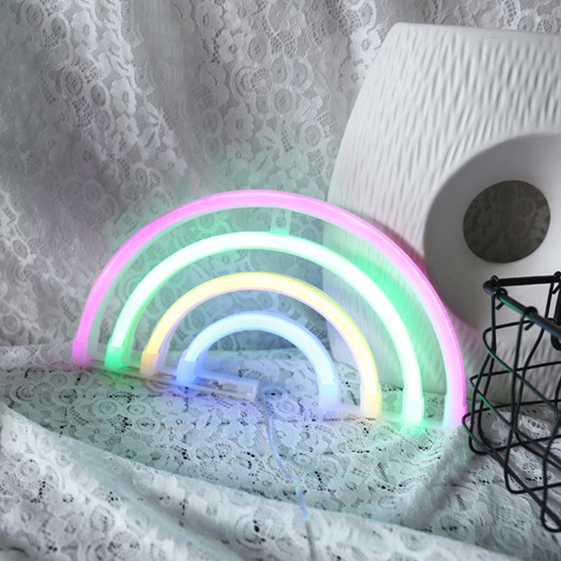 Rainbow Plastic Night Lamp Creative USB Powered LED White Wall Night Lighting for Bedside Clearhalo 'Night Lights' 'Wall Lights' Lighting' 2010391