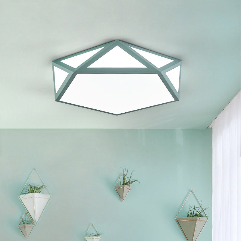 Acrylic Pentagon Flush Mount Light Fixture Simplicity LED Ceiling Flush for Bedroom Green Clearhalo 'Ceiling Lights' 'Close To Ceiling Lights' 'Close to ceiling' 'Flush mount' Lighting' 2010958