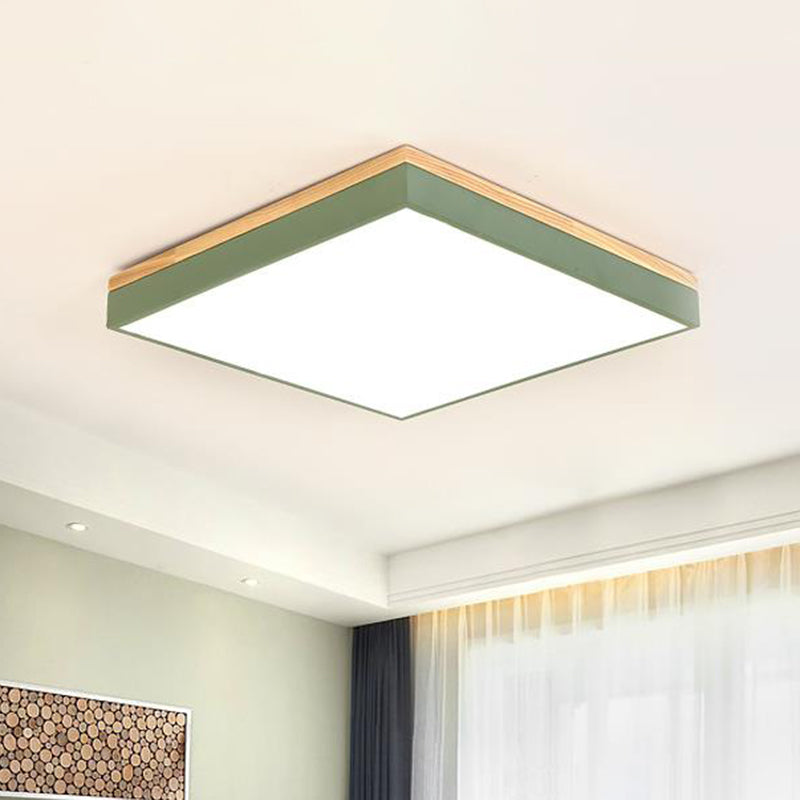 Square Acrylic Flushmount Light Minimalist LED Close to Ceiling Light for Children Bedroom Green Clearhalo 'Ceiling Lights' 'Close To Ceiling Lights' 'Close to ceiling' 'Flush mount' Lighting' 2010976