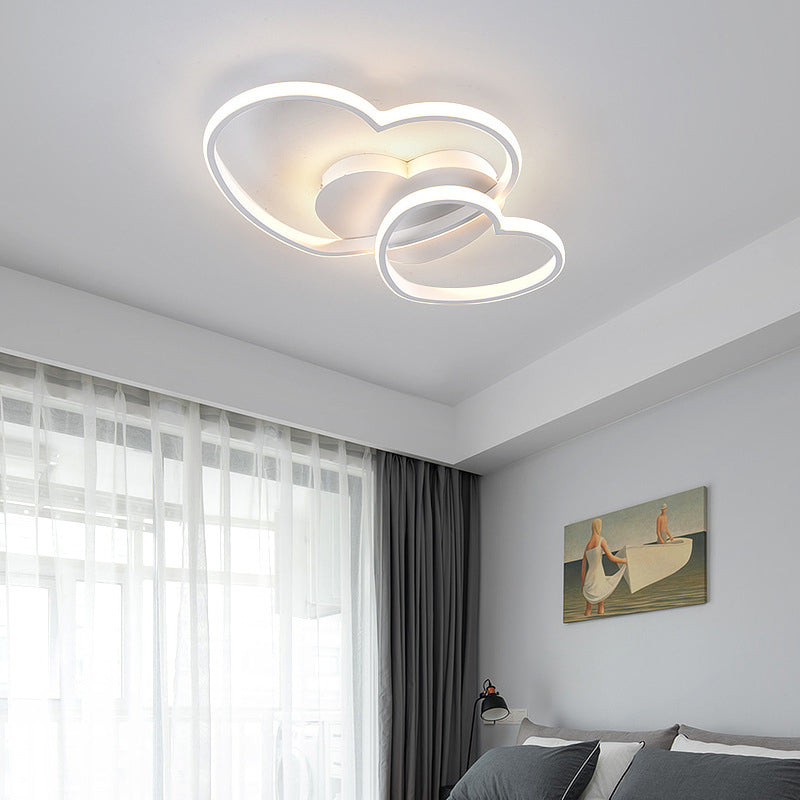 Metal Loving Heart Flush Light Contemporary LED Close to Ceiling Lighting for Bedroom Clearhalo 'Ceiling Lights' 'Close To Ceiling Lights' 'Close to ceiling' 'Flush mount' Lighting' 2010984