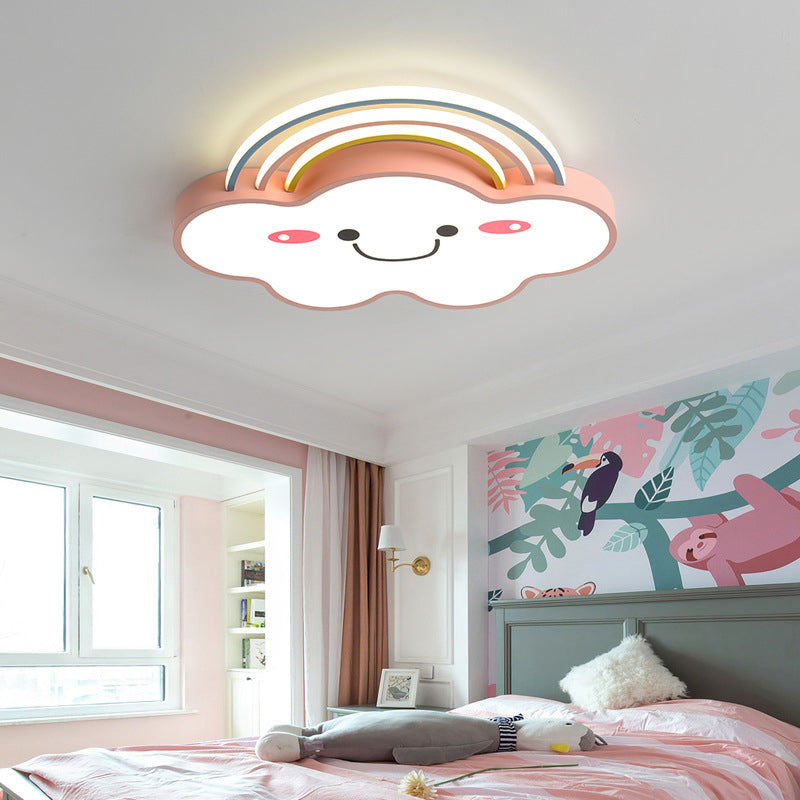 Rainbow Cloud Flush Mount Simple Acrylic Kids Bedroom LED Flush Light Fixture Pink Clearhalo 'Ceiling Lights' 'Close To Ceiling Lights' 'Close to ceiling' 'Flush mount' Lighting' 2011004