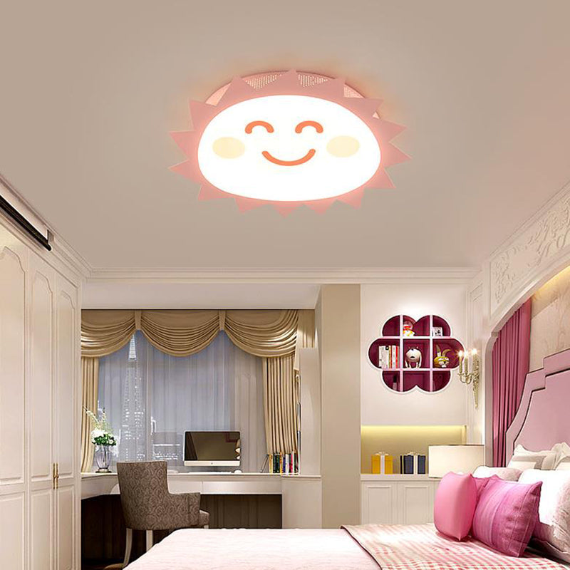 Simplicity Sun Shaped Ceiling Fixture Acrylic Girls Bedroom LED Flush Mount Lamp Pink Clearhalo 'Ceiling Lights' 'Close To Ceiling Lights' 'Close to ceiling' 'Flush mount' Lighting' 2011011