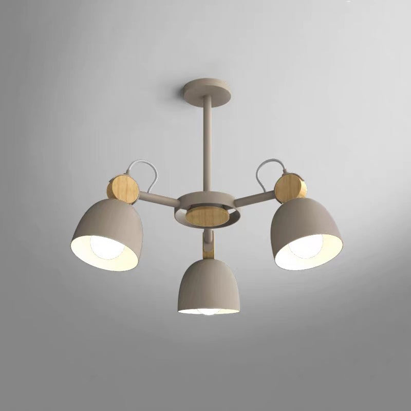 Dome Metal Semi Flush Light Modern Wood Close to Ceiling Lighting with Adjustable Joint 3 Light Brown Clearhalo 'Ceiling Lights' 'Close To Ceiling Lights' 'Close to ceiling' 'Semi-flushmount' Lighting' 2011055