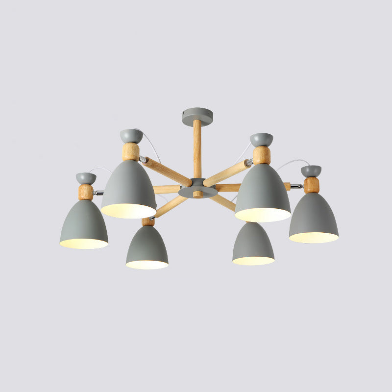 Metal Flared Semi-Flush Mount Contemporary Ceiling Light with Wood Arm for Living Room Clearhalo 'Ceiling Lights' 'Close To Ceiling Lights' 'Close to ceiling' 'Semi-flushmount' Lighting' 2011063