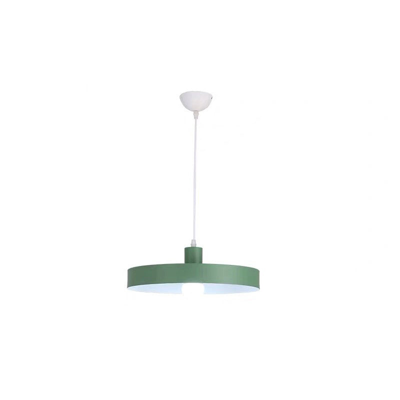 1 Head Dining Room Pendant Light Simple Hanging Lamp Kit with Pot Lid Metal Shade Green Clearhalo 'Ceiling Lights' 'Modern Pendants' 'Modern' 'Pendant Lights' 'Pendants' Lighting' 2011095