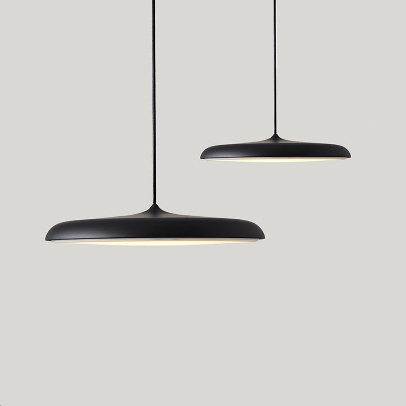 Saucer Metal Suspension Light Contemporary LED Hanging Lighting for Dining Room Black Clearhalo 'Ceiling Lights' 'Modern Pendants' 'Modern' 'Pendant Lights' 'Pendants' Lighting' 2011172