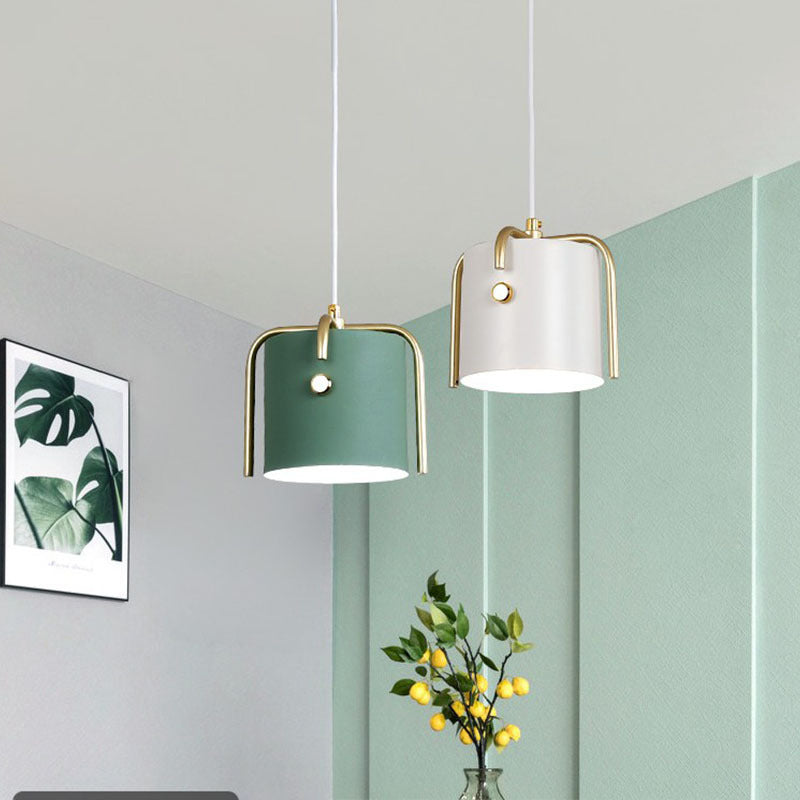 Bucket Shade Drop Pendant Modernist Metal 1 Head Dining Room Hanging Lamp Kit with Cross Top Clearhalo 'Ceiling Lights' 'Modern Pendants' 'Modern' 'Pendant Lights' 'Pendants' Lighting' 2011201