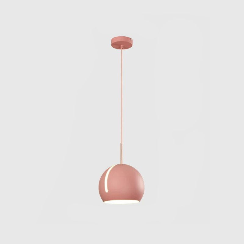 1-Head Dining Room Pendant Light Kit Minimalist Hanging Lamp with Slit Globe Metal Shade Pink Clearhalo 'Ceiling Lights' 'Modern Pendants' 'Modern' 'Pendant Lights' 'Pendants' Lighting' 2011228