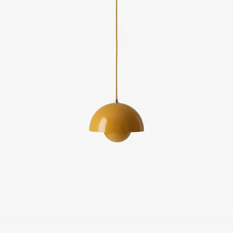 Dome Metal Pendant Lighting Modernist 1 Light Hanging Light Fixture with Inner Orb Shade for Living Room Yellow Clearhalo 'Ceiling Lights' 'Modern Pendants' 'Modern' 'Pendant Lights' 'Pendants' Lighting' 2011235