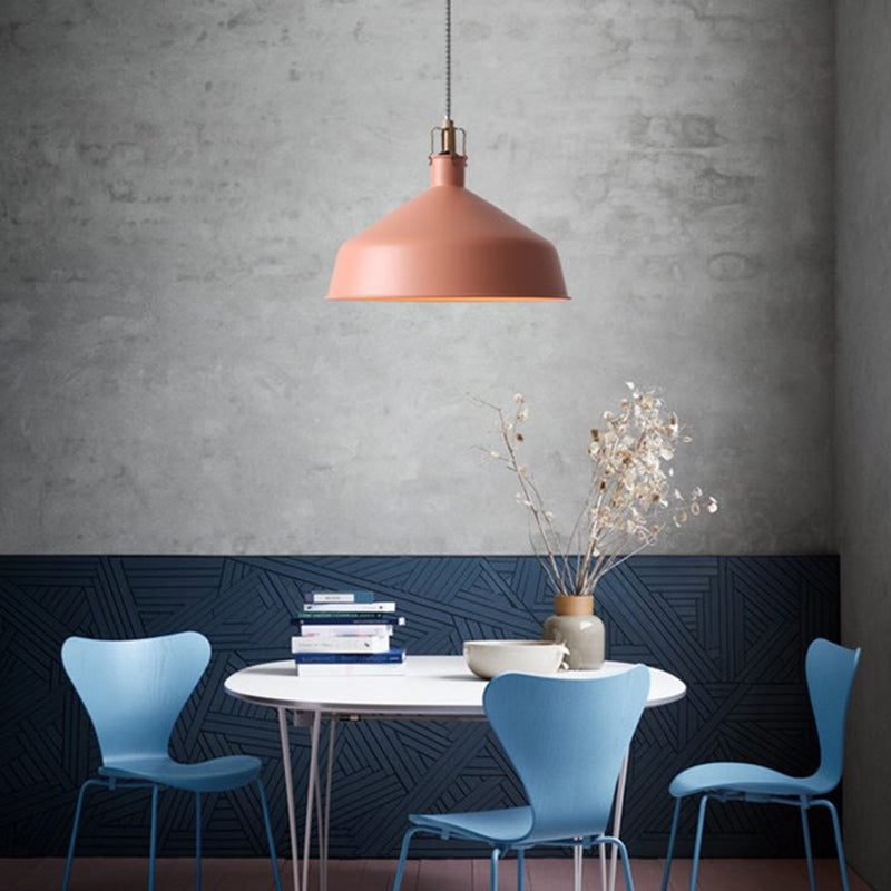 Metal Barn Hanging Lighting Modern 1-Head Suspension Pendant Light for Dining Room Pink B Clearhalo 'Ceiling Lights' 'Modern Pendants' 'Modern' 'Pendant Lights' 'Pendants' Lighting' 2011281