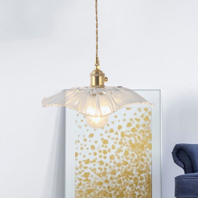 Blossom Textured Glass Pendant Lighting Industrial 1 Light Living Room Hanging Ceiling Light in Brass Clearhalo 'Ceiling Lights' 'Glass shade' 'Glass' 'Industrial Pendants' 'Industrial' 'Middle Century Pendants' 'Pendant Lights' 'Pendants' 'Tiffany' Lighting' 2011351