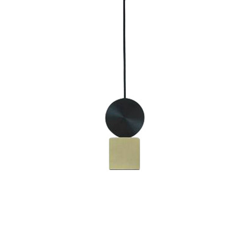 Geometrical Hanging Ceiling Light Simple Metallic 1 Bulb Dining Room Suspension Lamp in Brass Brass 3