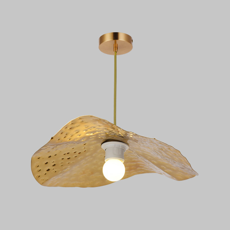 Hammered Lotus Leaf Metal Pendant Lamp Minimal 1 Light Brass Hanging Ceiling Light for Dining Room Clearhalo 'Ceiling Lights' 'Modern Pendants' 'Modern' 'Pendant Lights' 'Pendants' Lighting' 2011647