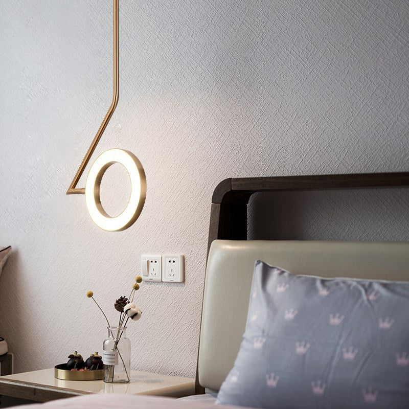 Metal Circle Hanging Pendant Light Simple LED Brass Ceiling Suspension Lamp for Bedside Brass Clearhalo 'Ceiling Lights' 'Modern Pendants' 'Modern' 'Pendant Lights' 'Pendants' Lighting' 2011662