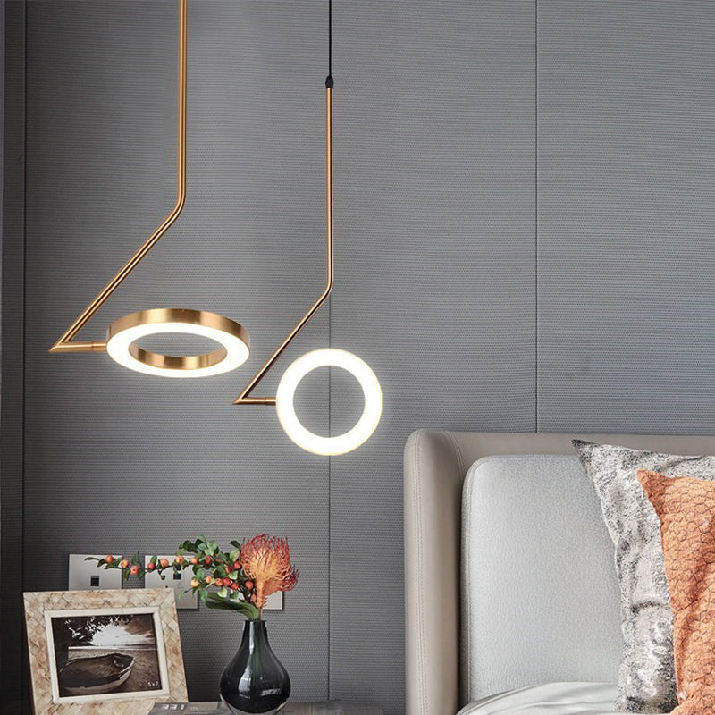 Metal Circle Hanging Pendant Light Simple LED Brass Ceiling Suspension Lamp for Bedside Clearhalo 'Ceiling Lights' 'Modern Pendants' 'Modern' 'Pendant Lights' 'Pendants' Lighting' 2011663