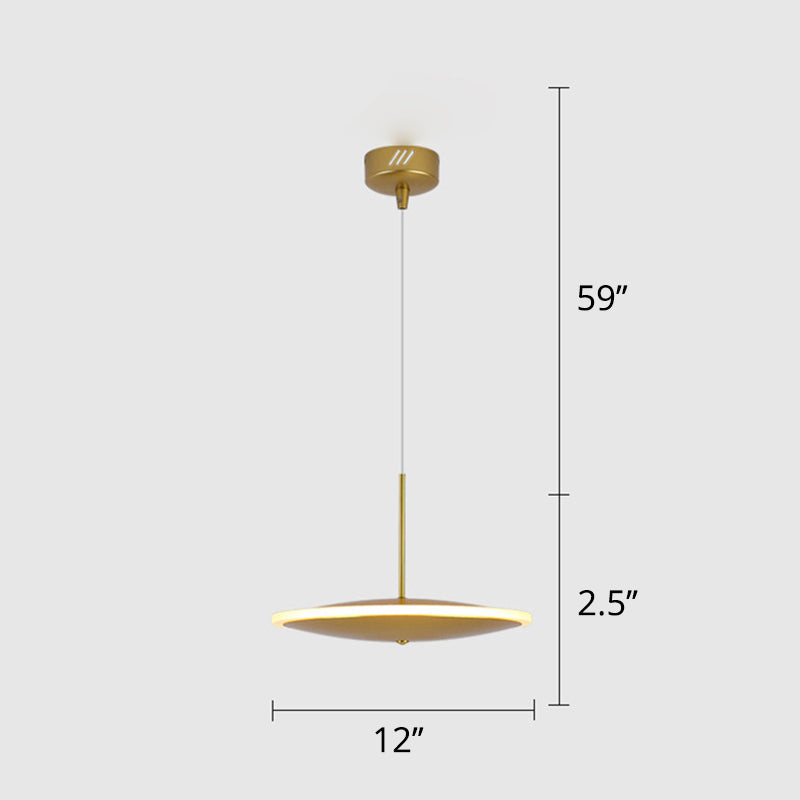 LED Bedside Pendulum Light Modern Brass Down Lighting with Saucer Aluminum Shade Clearhalo 'Ceiling Lights' 'Modern Pendants' 'Modern' 'Pendant Lights' 'Pendants' Lighting' 2011672