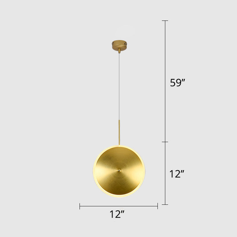 LED Bedside Pendulum Light Modern Brass Down Lighting with Saucer Aluminum Shade Clearhalo 'Ceiling Lights' 'Modern Pendants' 'Modern' 'Pendant Lights' 'Pendants' Lighting' 2011676