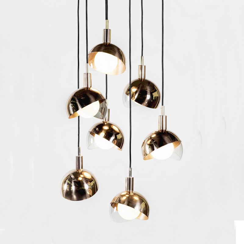 Metal Dual-Dome Pendant Lighting Minimalist 1 Bulb Clear Glass Suspension Light Fixture Clearhalo 'Ceiling Lights' 'Modern Pendants' 'Modern' 'Pendant Lights' 'Pendants' Lighting' 2011692