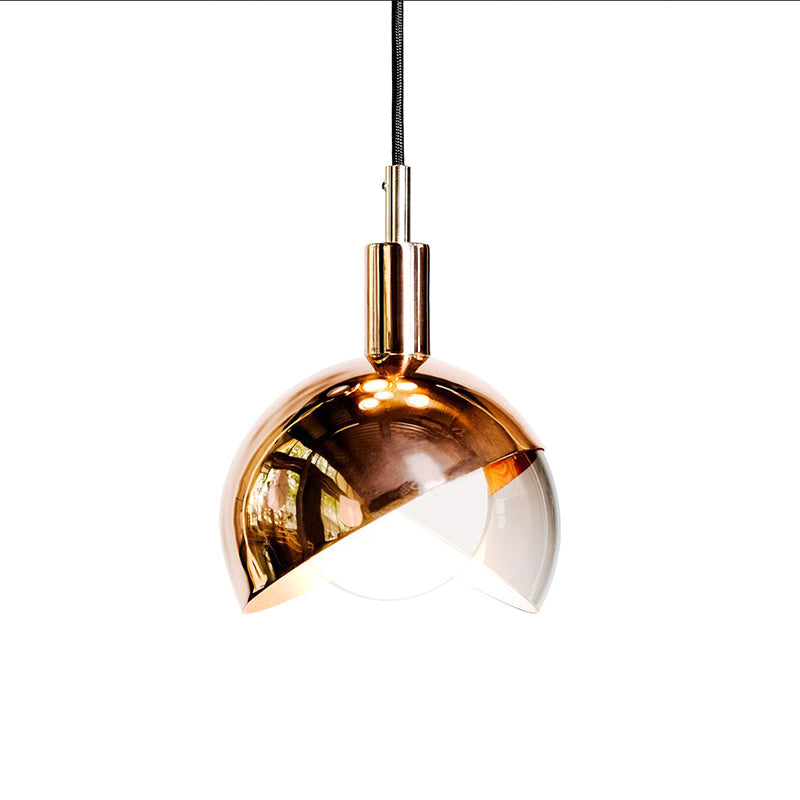 Metal Dual-Dome Pendant Lighting Minimalist 1 Bulb Clear Glass Suspension Light Fixture Clearhalo 'Ceiling Lights' 'Modern Pendants' 'Modern' 'Pendant Lights' 'Pendants' Lighting' 2011693