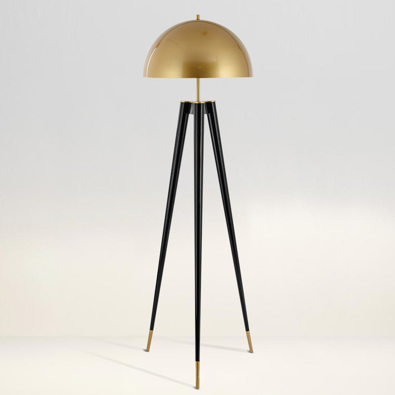 Nordic Domed Floor Lighting Metal 1-Head Living Room Tripod Reading Floor Lamp in Black Black Clearhalo 'Floor Lamps' 'Lamps' Lighting' 2011762