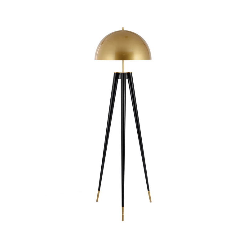 Nordic Domed Floor Lighting Metal 1-Head Living Room Tripod Reading Floor Lamp in Black Clearhalo 'Floor Lamps' 'Lamps' Lighting' 2011766