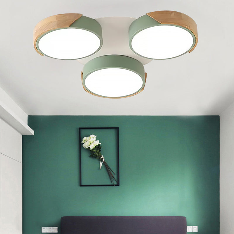 White/Green Round Flush Ceiling Light Modern Stylish Metal 3/7 Heads Ceiling Lamp for Living Room Clearhalo 'Ceiling Lights' 'Close To Ceiling Lights' 'Close to ceiling' 'Flush mount' Lighting' 201177