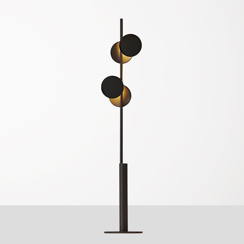 Simple Circular Standing Light Metal 2 Heads Living Room Floor Reading Lamp in Black Clearhalo 'Floor Lamps' 'Lamps' Lighting' 2011798